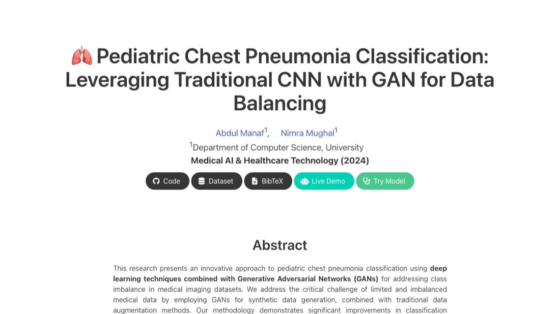 Pediatric chest X-ray pneumonia classifier