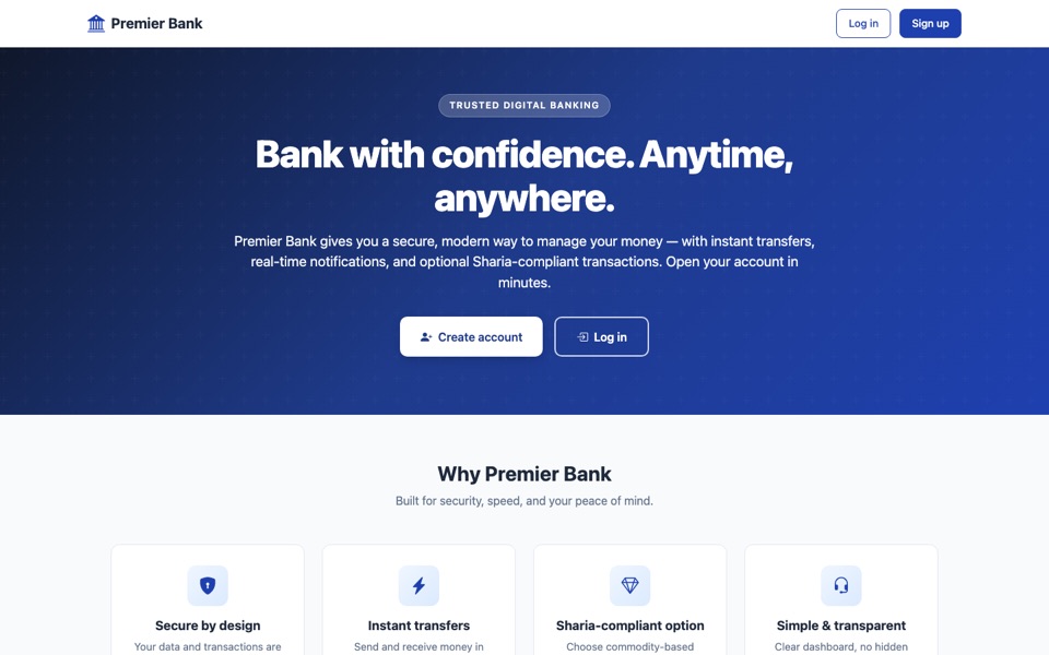 Premier Bank homepage
