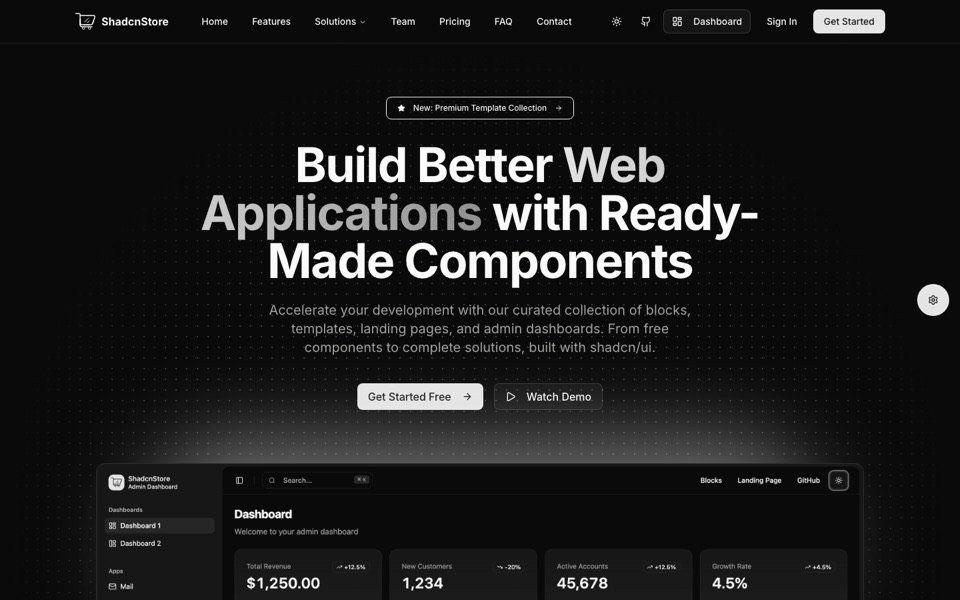 UniAdminX landing page and dashboard